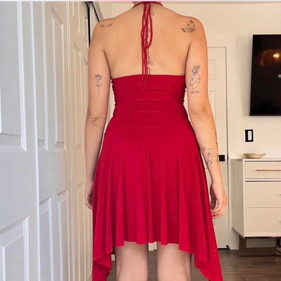 Vintage Solar Red Rhinestone Halter Dress – Size Small - Picture 5 of 8